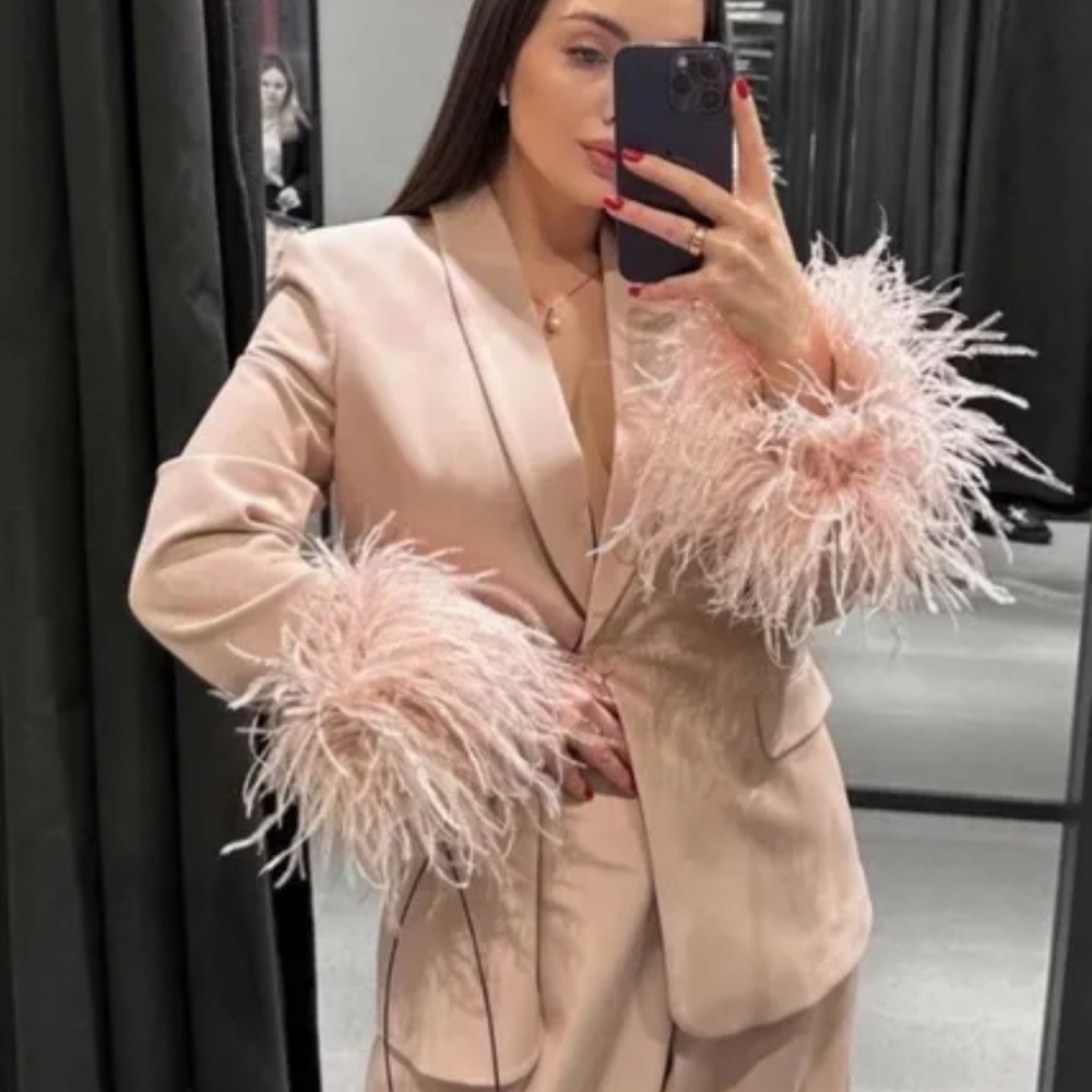 Blush Feather Blazer